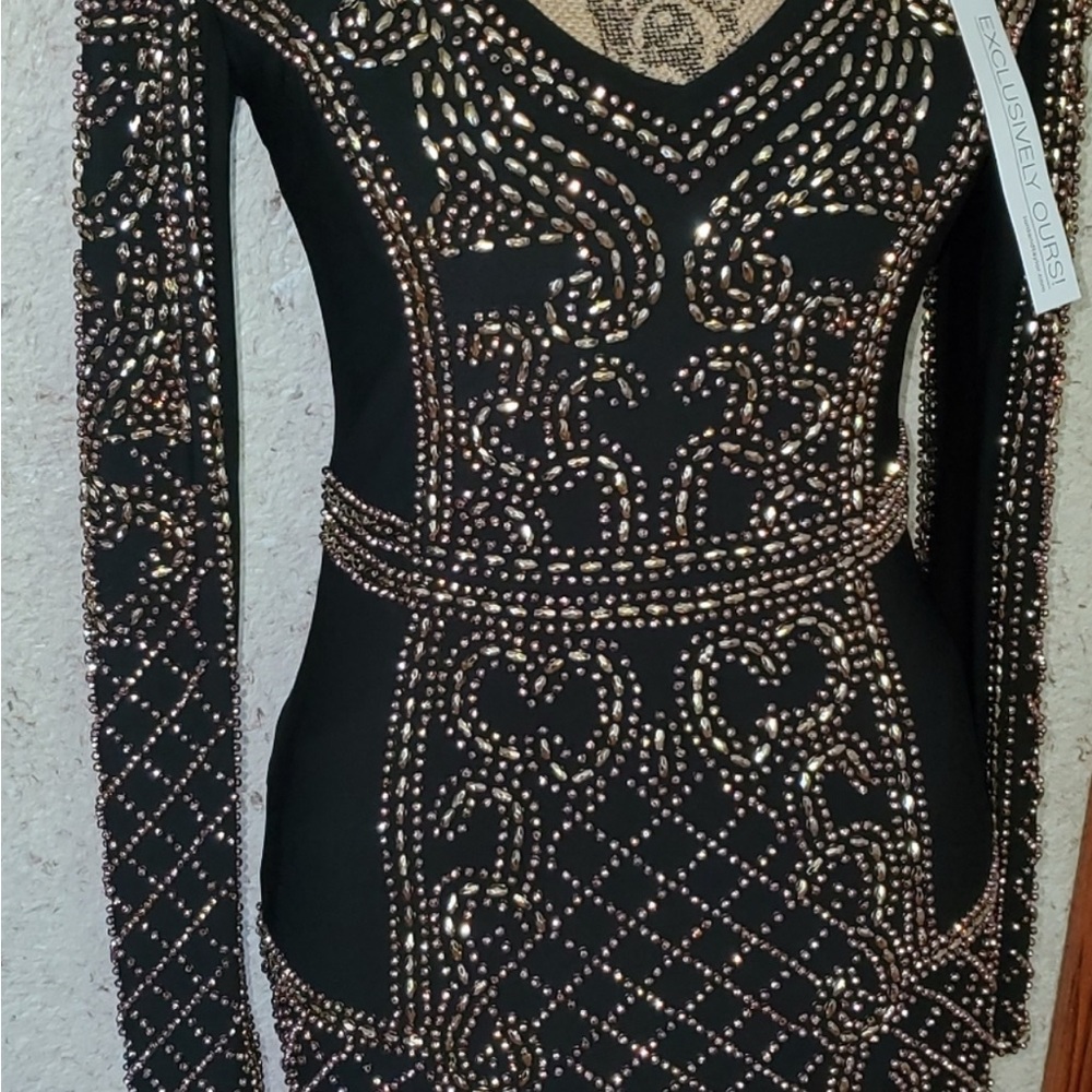 EXCLUSIVELY OURS! Woman’s Elegant Black Studded Dress missing studs see last pic